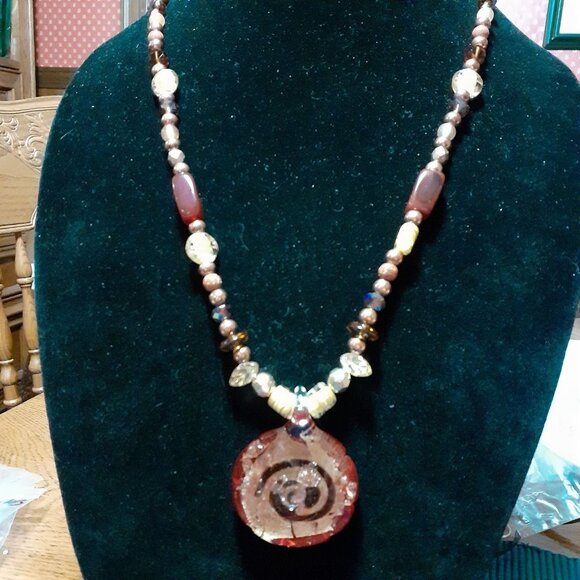 22" Handmade Art Glass Necklace - Picture 2 of 6